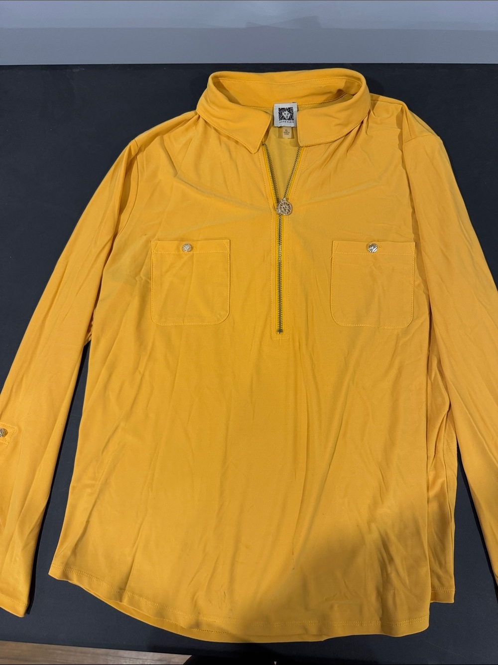 Same Klein Gold Half-Zip Long Sleeve Top